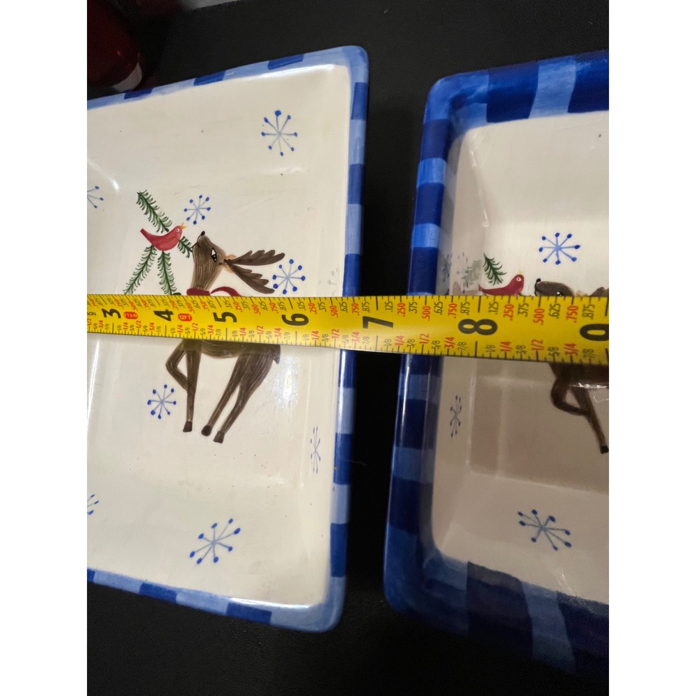 Royal Seasons Stoneware Reindeer Snowflake Christmas Serving Dish Bowl Set 2pc - Picture 4 of 9